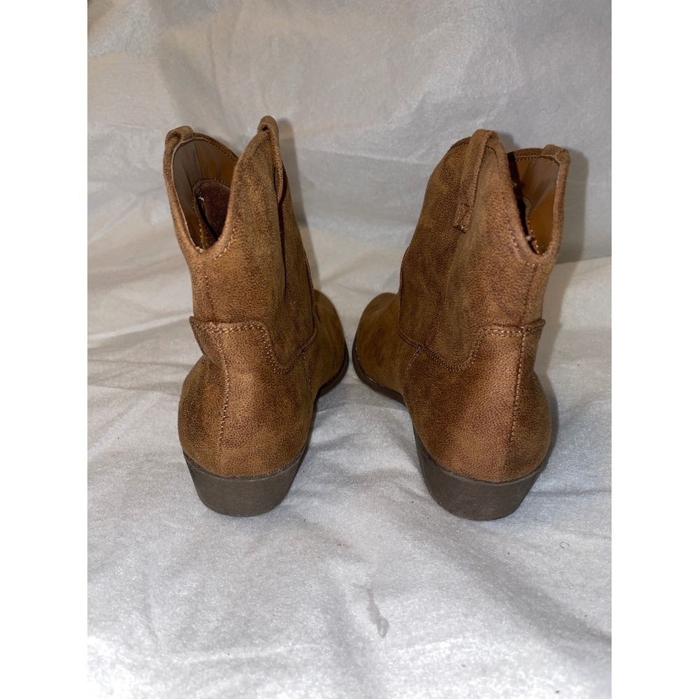 Arizona Jean Co Meritt Cognac Brown Faux Suede Western Ankle Boots Womens 7M - Picture 3 of 9